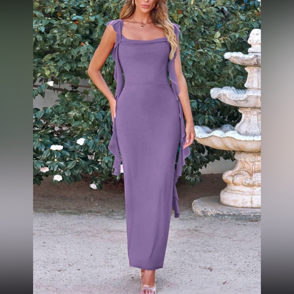 Elegant Purple Bodycon Evening Dress